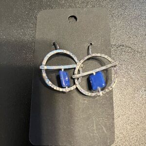 Elegant Blue and Silver Hoop Earrings